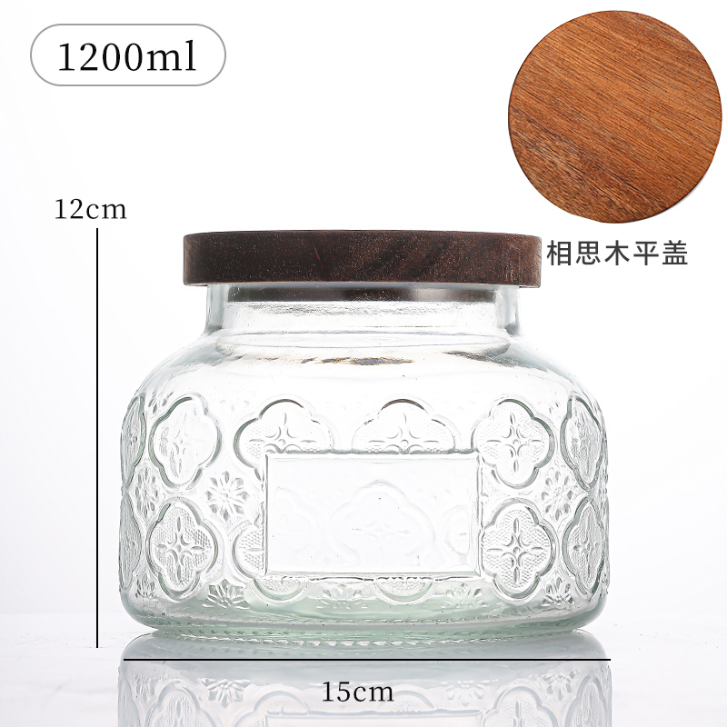 大肚储物罐 Embossed glass storage jar (2)