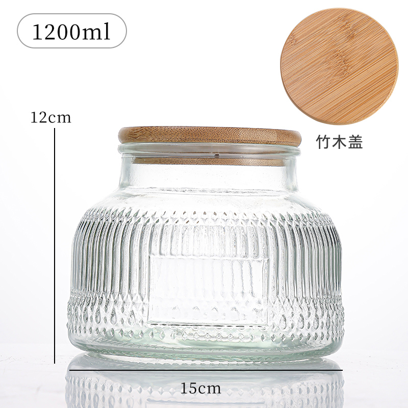 大肚储物罐 Embossed glass storage jar (4)