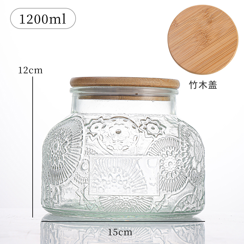 大肚储物罐 Embossed glass storage jar (8)