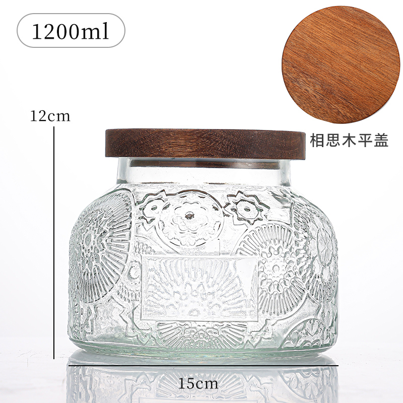 大肚储物罐 Embossed glass storage jar (9)