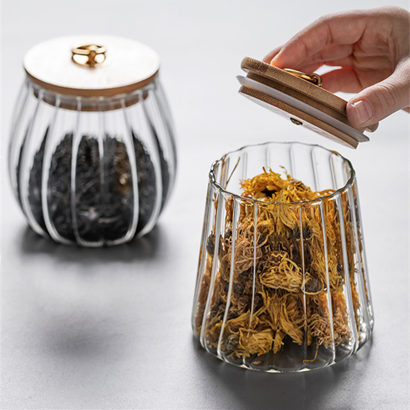 复古玻璃茶叶罐密封罐1 Pumpkin-shaped clear glass storage jar (3)