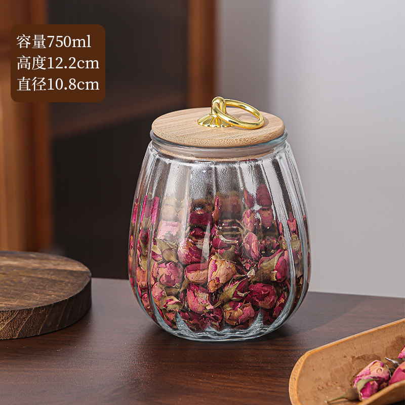 复古玻璃茶叶罐密封罐1 Pumpkin-shaped clear glass storage jar (5)