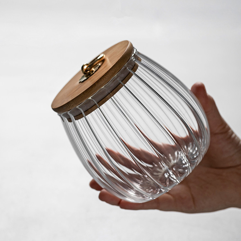 复古玻璃茶叶罐密封罐1 Pumpkin-shaped clear glass storage jar (7)