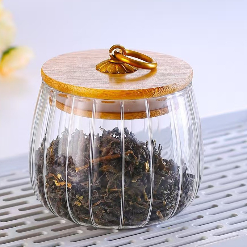 花布盖茶叶罐1 Glass jar with cloth lid for multi-grain storage (5)
