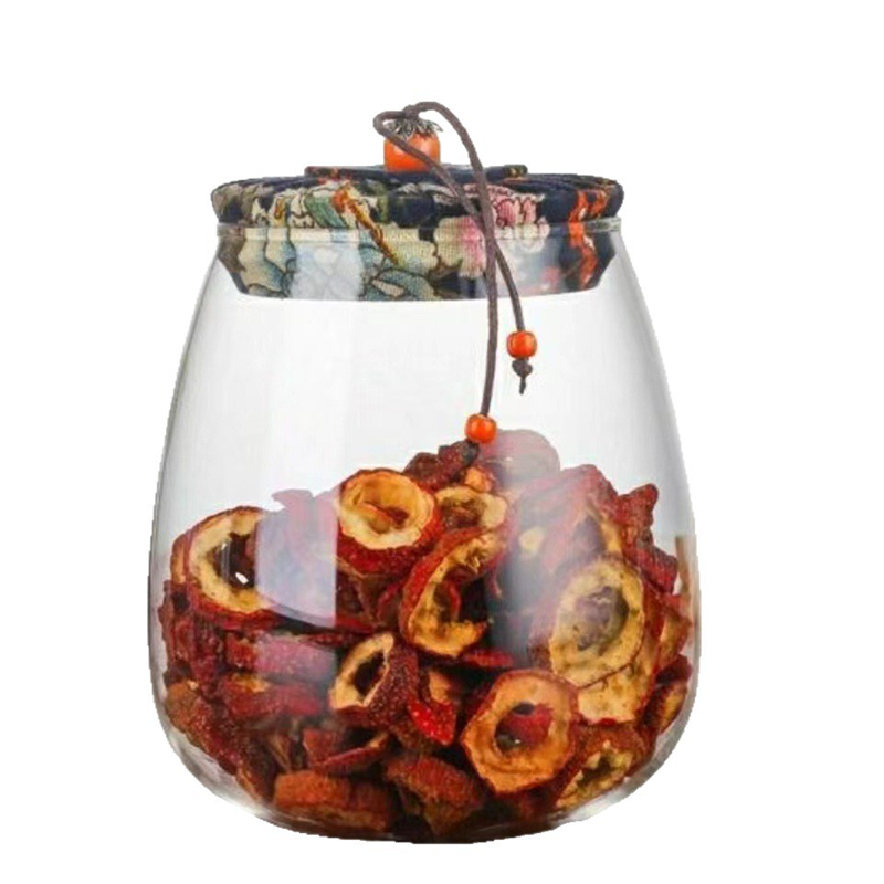 花布盖茶叶罐1 Glass jar with cloth lid for multi-grain storage (7)