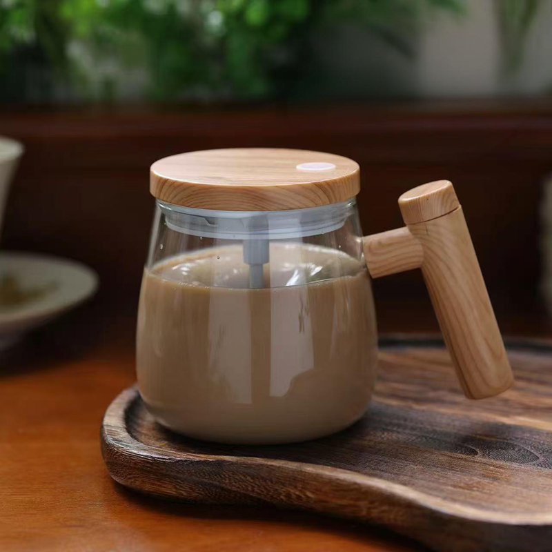 电动搅拌杯1 Self-stirring clear glass coffee cup (2)