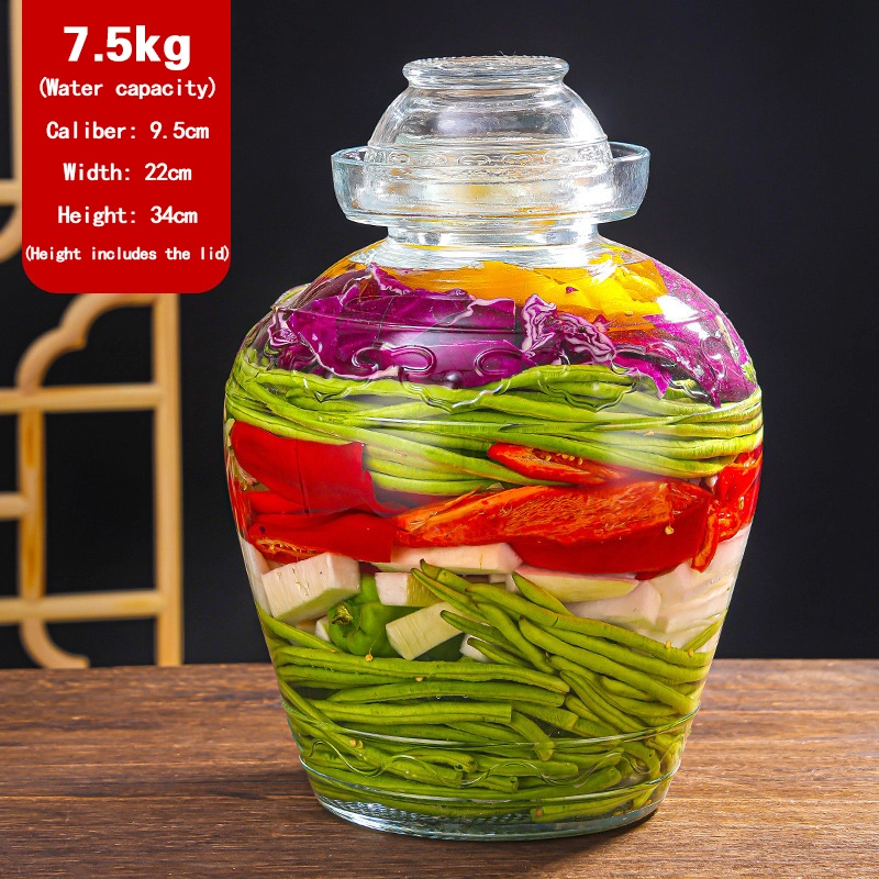 泡菜坛1 Traditional glass fermentation jar with lid (1)