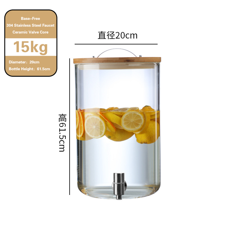 饮料桶1 Glass beverage dispenser with wooden stand (5)
