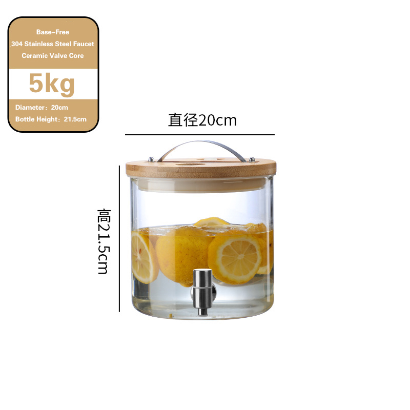 饮料桶1 Glass beverage dispenser with wooden stand (6)