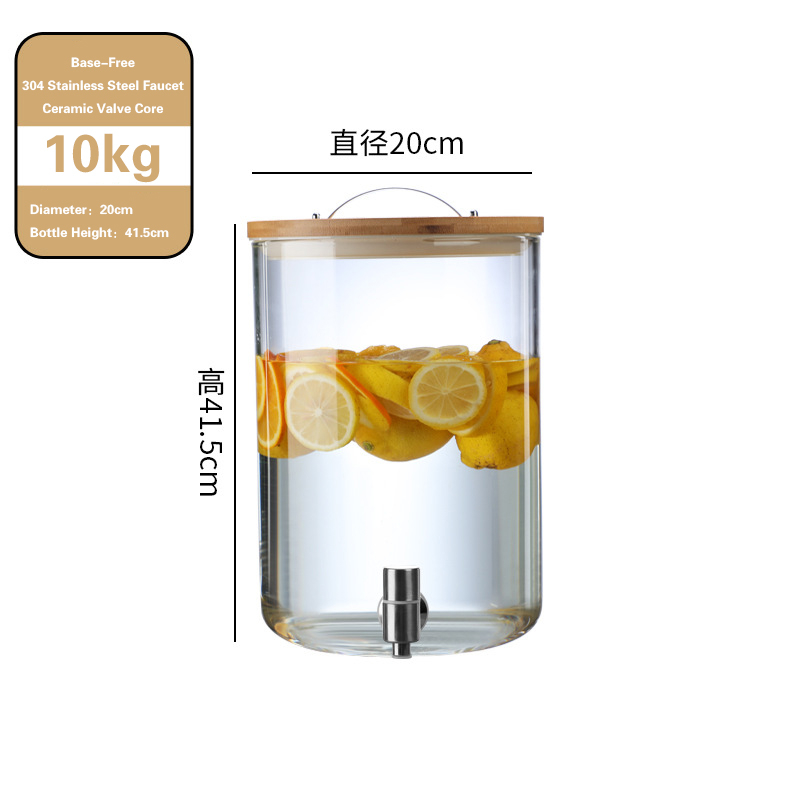 饮料桶1 Glass beverage dispenser with wooden stand (7)