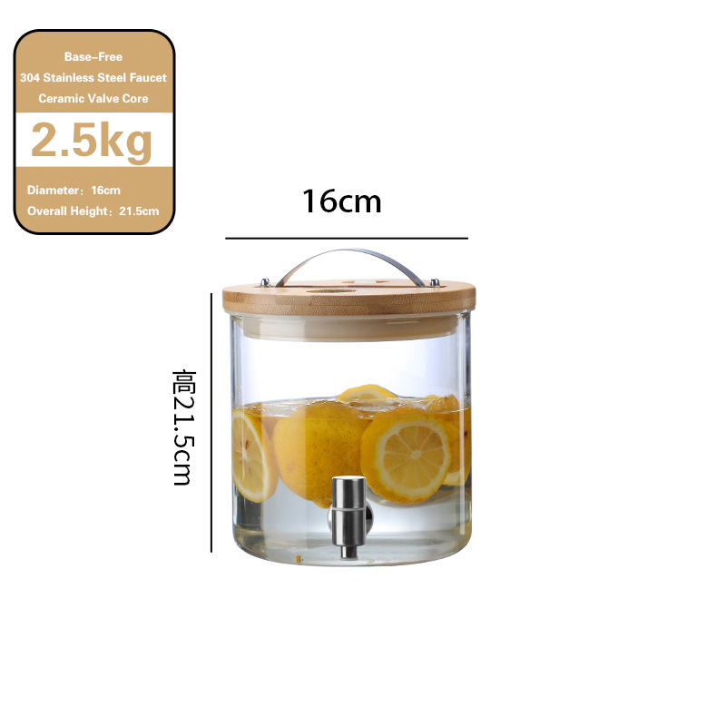 饮料桶1 Glass beverage dispenser with wooden stand (8)