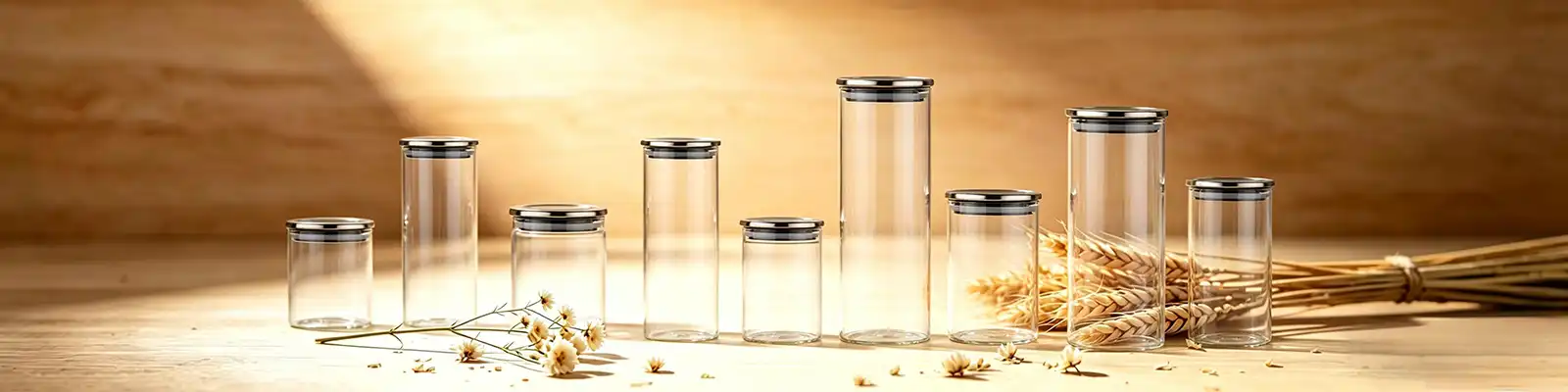 High borosilicate storage jar stainless steel lid 