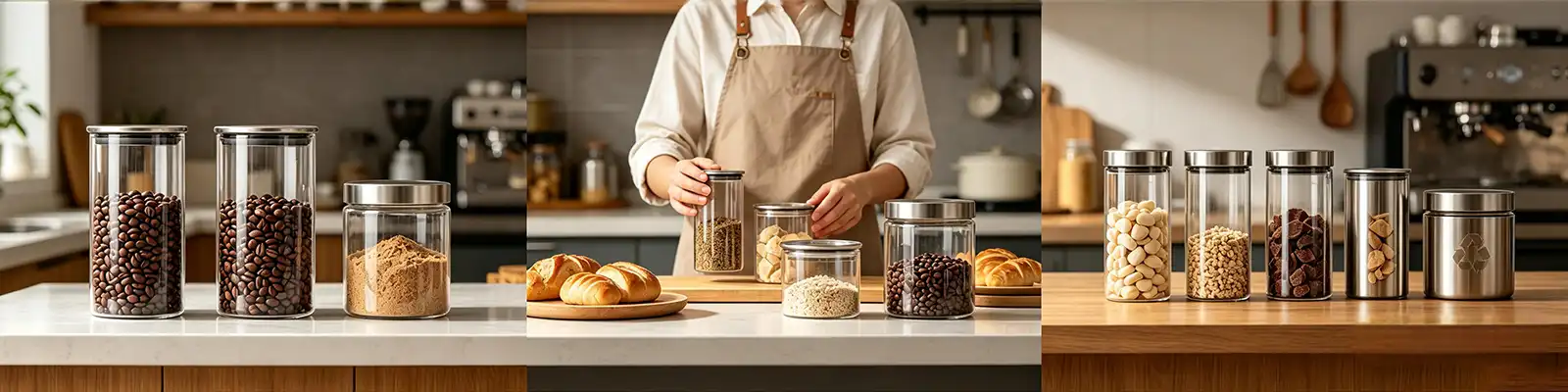 High borosilicate storage jar stainless steel lid 