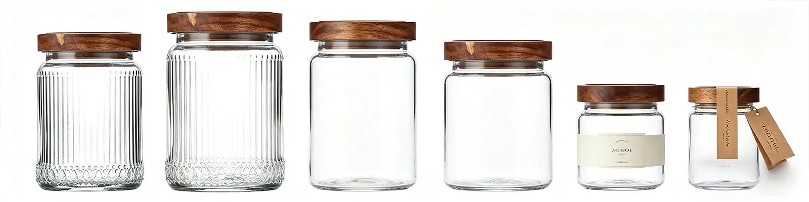 ribbed glass jar with wooden lid ribbed glass jar with wooden lid