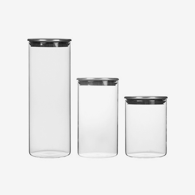 High borosilicate storage jar stainless steel lid